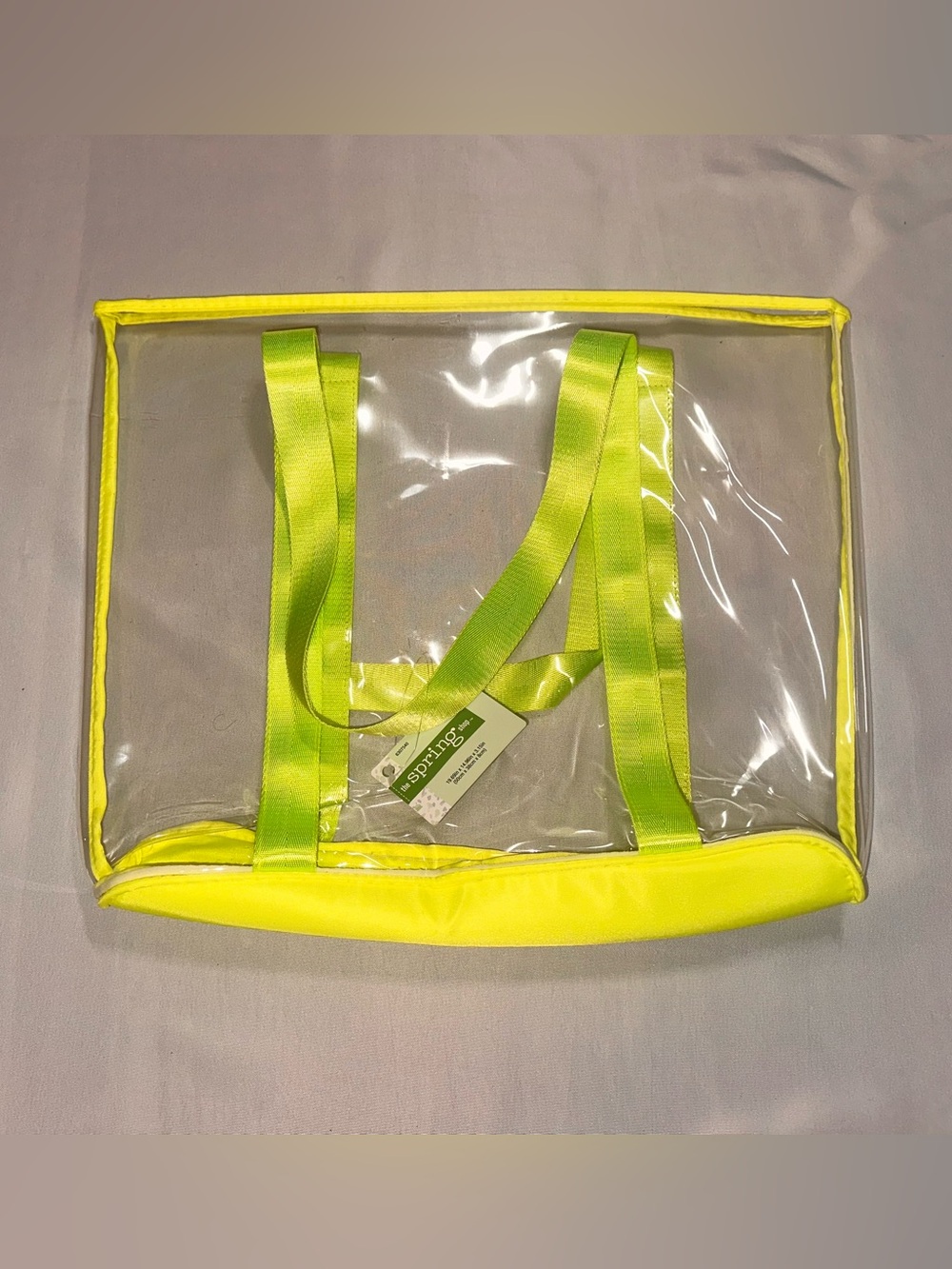 Clear Neon Yellow Tote Bag